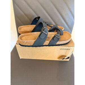 Women's Fitory Black & Brown Sandals US 9